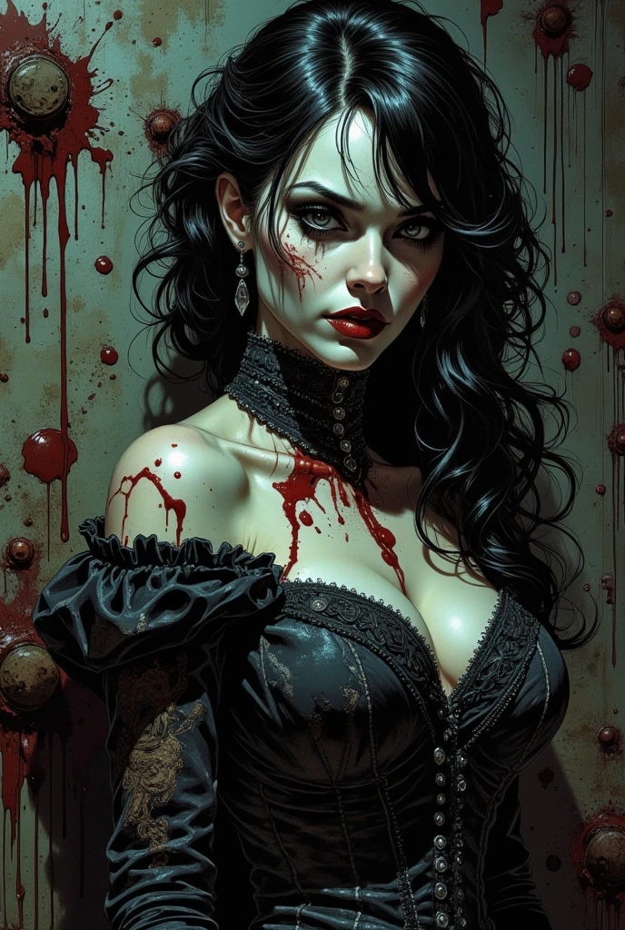 Horror style, darkness, (dynamic angle), darkness , A confrontation between a sexy punk-looking girl, (cleavage), thighs, miniskirt, tight t-shirt, seductive smile, a little sweat (giant skeleton), thoughtful expression from Japanese Ghost Stories, Works artistic and memorable masters, story moments, Close-up of upper body, from above, Battle, dynamic angle, dynamic pose, eroticism, sexy,moon, dark forest,eroticism, sexy, (best quality, 4k, 8k, high resolution, masterpiece: 1.2), ultra-detailed, (realistic, photorealistic, photorealistic: 1.37), details intricate, vivid colors, sharp focus, professional, Dave McKean artwork, surrealism oil touch, oil painting style, portrait, woman, beautiful detailed eyes, beautiful detailed lips, dreamy atmosphere, shadow play, lighting soft, fun pose, dark tones, ethereal background, fantasy elements, texture, layered composition.{pussy,spread her pussy,cum,cum on pussy,masterbation,straddling,y}art inspired by Bill Sienkiewicz and Dave McKean