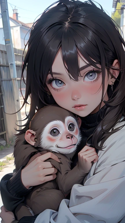 masterpiece, best quality,anime style, 1 girl,(((slender body))), (((small eyes,small breast,breast milk,breastfeeding a monkey baby))),(((baseball uniform,glasses))),(((((a monkey baby grabbing the girl))))),((((cum)))), (beautiful face), (((short hair))), (((straight hair))), ((((black hair)))),detailed beautiful skin, (perfect hands, perfect anatomy)