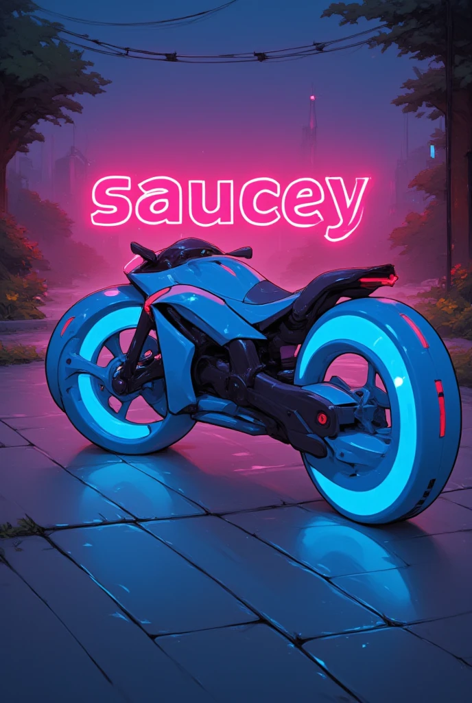 A futuristic neon blue motorized two wheel vehicle,, 4k high quality ...