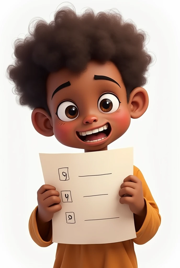 A black
giving a white large paper for someone with joy on his face
I want the paper to shown clearly