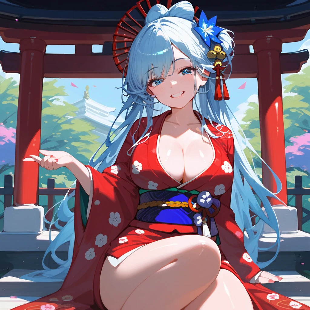 a painting of a woman with long hair and a flower in her hand, korean art nouveau anime, japanese goddess, flowing hair and long robes, anime fantasy illustration, inspired by Sōami, akira from chinese mythology, japanese art style, a beautiful kitsune woman, inspired by Nōami, inspired by Tsukioka Yoshitoshi, autumnal empress