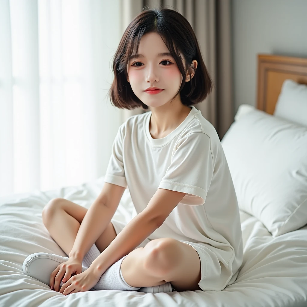 Bed, stands, girl, aesthetic, looking at camera, 2014, tumblr, photo