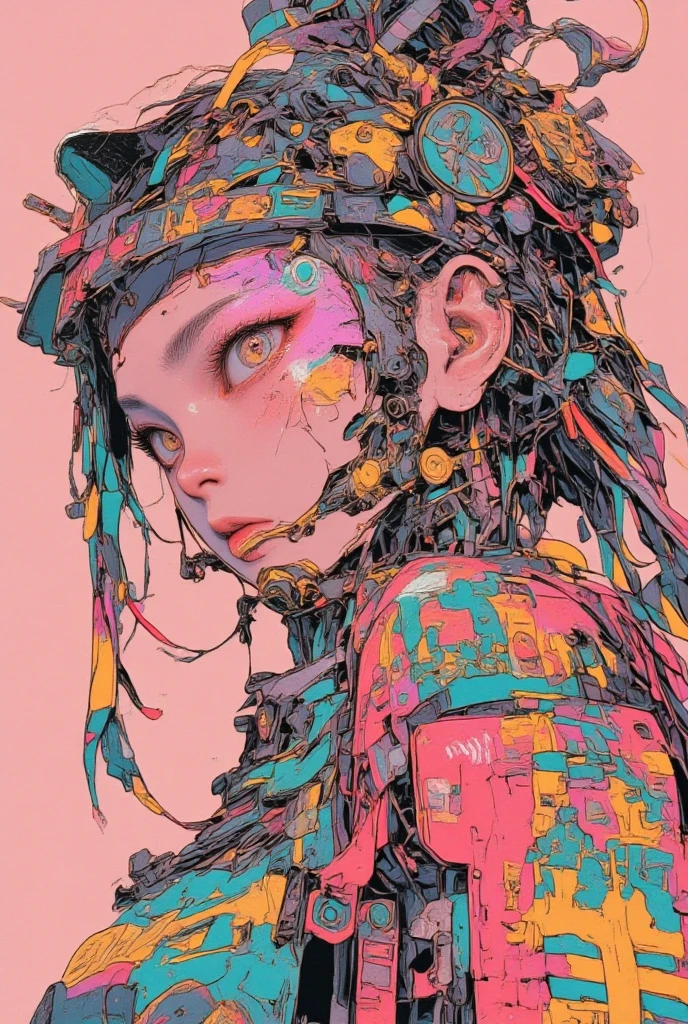 There is a picture of a cyberpunk samurai woman ,   this is a picture with super fine details inspired by Utagawa Kuniyoshi,  Ukiyo-e, Nichos  art aesthetic, Shiro Masamune style ,  Biomechanical Details ,  Hyper Detailed Illustration ,  a mixture of anime samurai and cyberpunk organic matter ,  detailed steampunk illustration, Nichos ,  detailed cyberpunk samurai animated illustration 