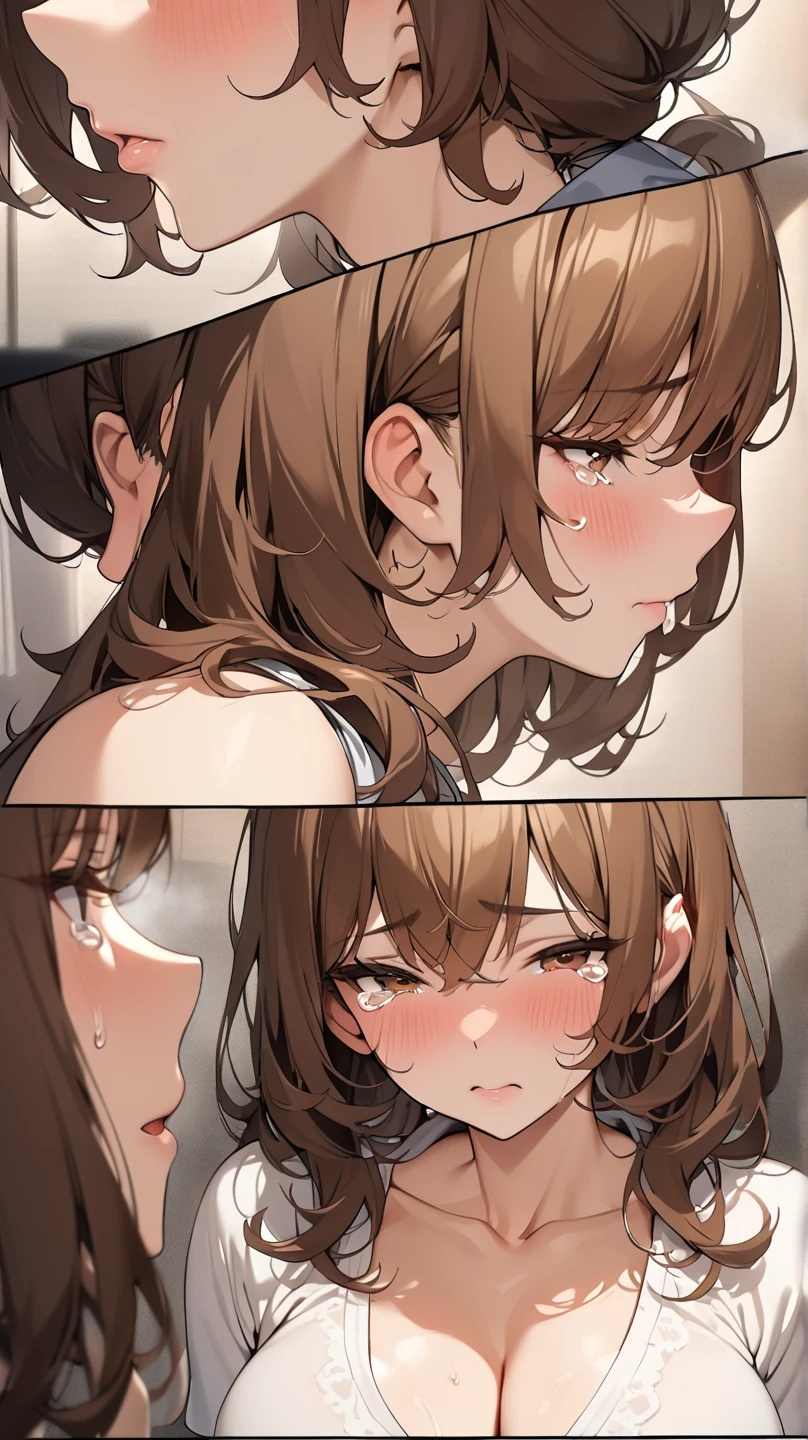 (((Browsing Caution, Close Up Facial , Front view , From below , Movie angle))) ,(On all fours), break 1girl, 20-year-old, (close your eyes),(((Embarrassing, Excited, Fascinating, In the heat, orgasm,Blushing,shortness of breath, Very humid,vapor、Man grabbing woman's breasts))) , break (((Bright pink and green hair))),(Semi-long hair tied in one piece、Add a light pink ribbon to the end.:1.3),(((Two-part bangs , middle part, Bangs parted in the middle, Side-swept bangs))), (amount:1.3), (Small breasts:1.0) ,((Sweaty skin, Dripping , girl trembling with Sexual climax, Cum in pussy, pubic hair)) ,Thin dots, feminine, Slightly muscular, Dynamic pose,((((vagina,Sex, A boy and his penis,Heterolo, Women in front and men in back , dorsal position, Cum in pussy, pubic hair)))), break, (((White - Solid - Short Sleeve - Safari Shirt ,Bottomless))), break, (((Midnight,On the bed))),(masterpiece), (Realistic), (Highest quality), (Super detailed), wonderful, ((A face with attention to detail)) , clavicle, High resolution , (Super detailed), Smooth, 16K, Vibrant colors,vagina,Sex,