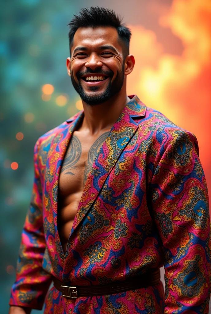 (handsome young cleric conjuring magic), facial hair, (shirtless), (intricate robes of many colors), swirling robes, best quality, absurdres, masterpiece, light particles, stained glass, realistic face, realistic skin, (skin pores:1.2), (bodybuilder), ginger, (short hair), <lora:add_detail:1>