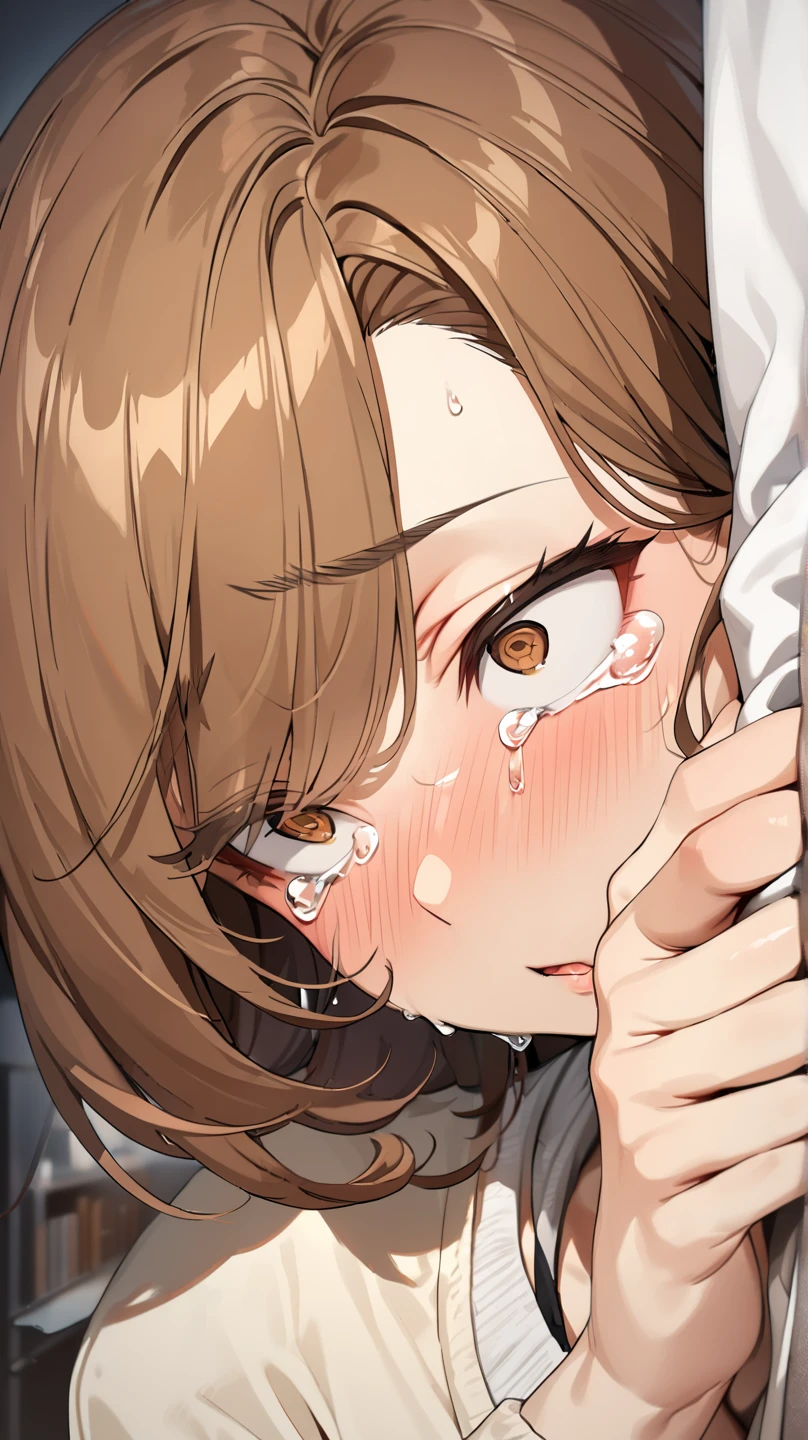 Realistically,beautiful detailed(((rape,orgasm))) [[ uzuki shimamura,brown hair, brown eyes,beautiful face,fringe details,  beautiful face,pubic hair]]large breats,bukkake,on bed