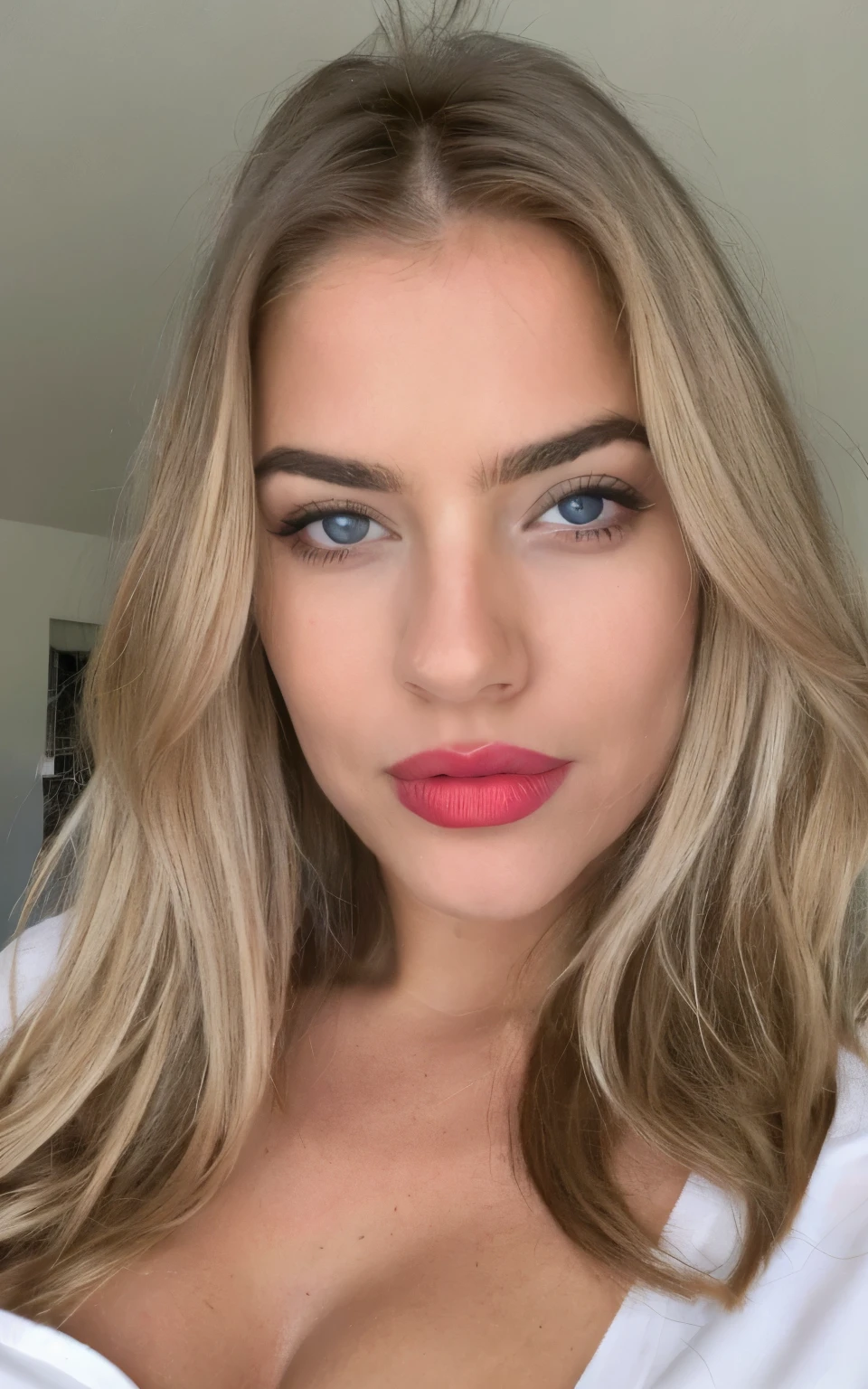 belle blonde habillé pyjama en soirée rouge et noir yeux bleus femme magnifique