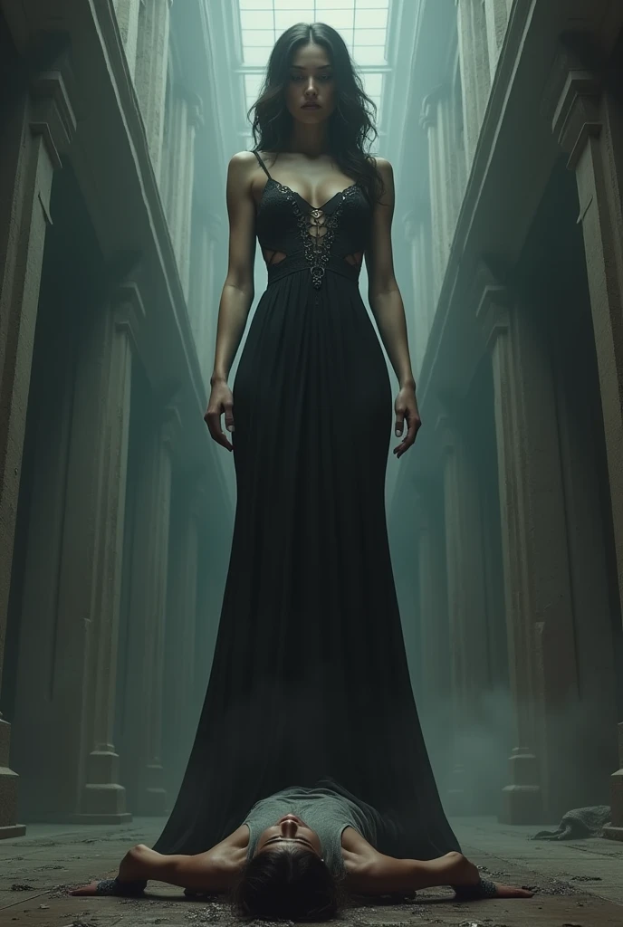 (best quality,4k,8k,highres,masterpiece:1.2),ultra-detailed,(realistic,photorealistic,photo-realistic:1.37),gorgeous black woman, seductive gaze, elegant posture, gothic background, sensual beauty, glamorous fashion, elegant gown, dark colors, moody lighting, full body pose