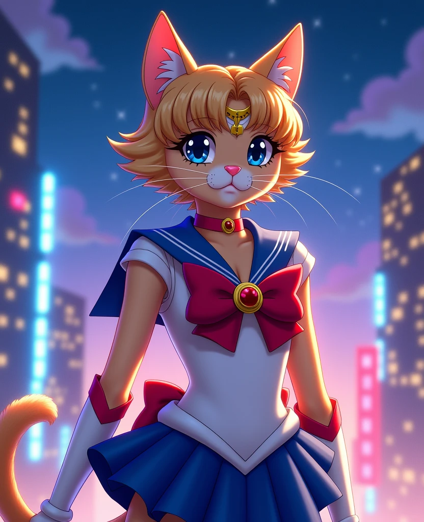 A cat dressed as sailor moon