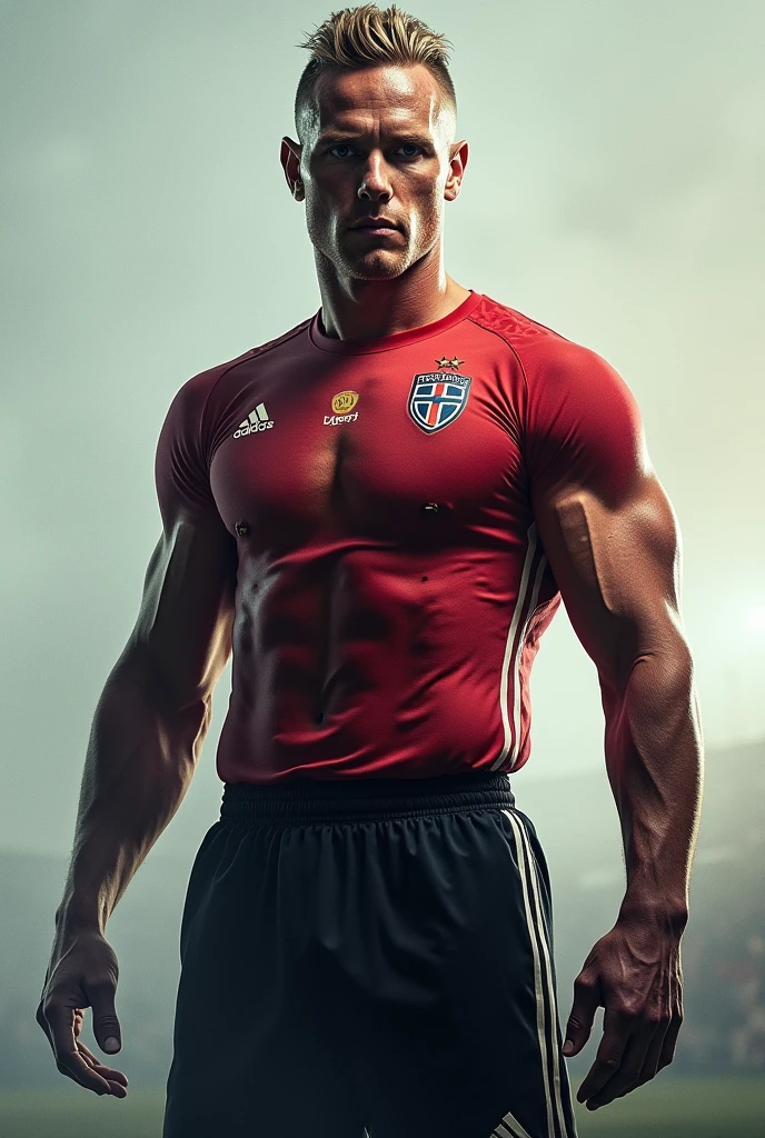 shirtless muscular Brazilian guy with Peruvian soccer player