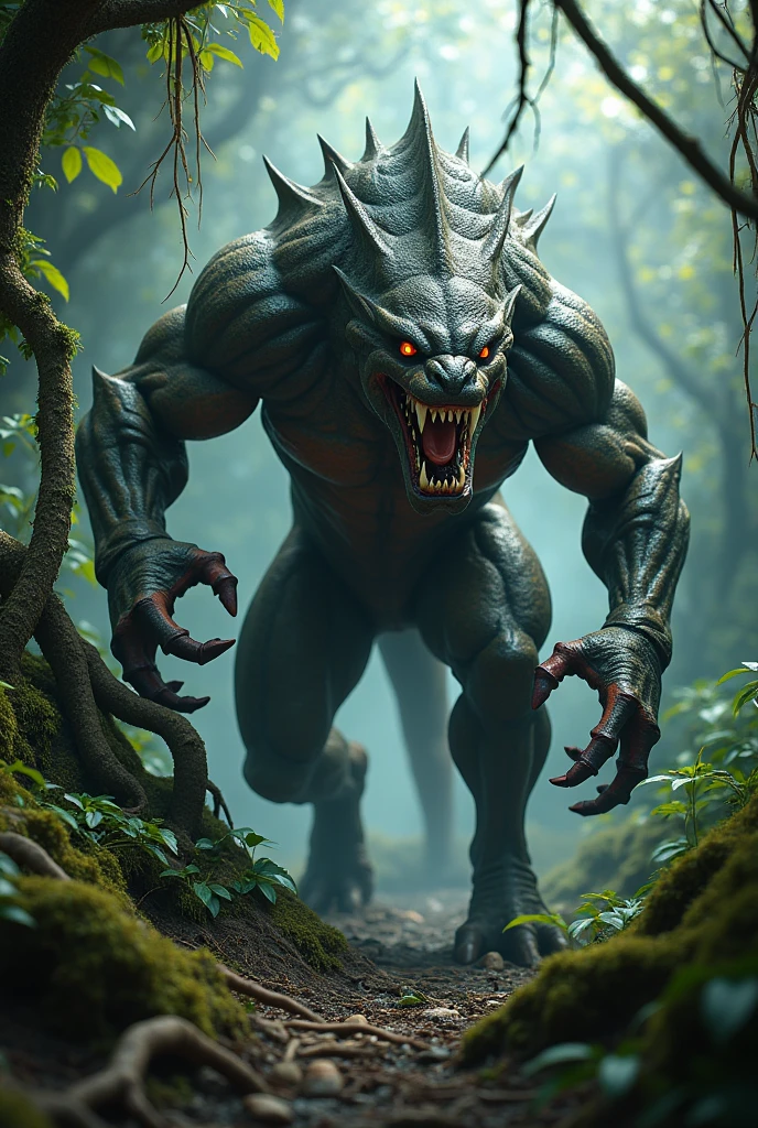 Giantic and horror muscular Lizard plus wolf