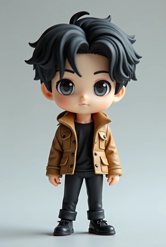 1boy, black hair, white background, short cut hair, leather jacket, tshirt, upper body, detailed shape, detailed line, art of fighting attitude, color manga style