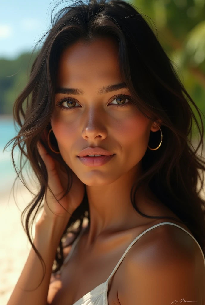 ((RAW, analog style)), face, extremely detailed full body color photo of a 29 y.o girl, beautiful face, beautiful eyes, ((small nose)), big natural lips, ((fabric dress)), medium breasts, healthy body, beach, ((film grain, skin details, high detailed skin texture, 8k hdr, dslr)), indian female model rubina tandon, close-up picture of rubina tandon, Sexy figure, hot looks, long hair, sparkling day dreams eyes, photography taken by t. K padmini, 1990s