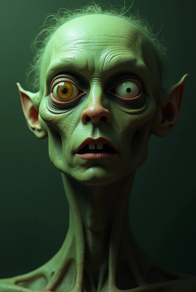 Ugly character with very ugly green eyes