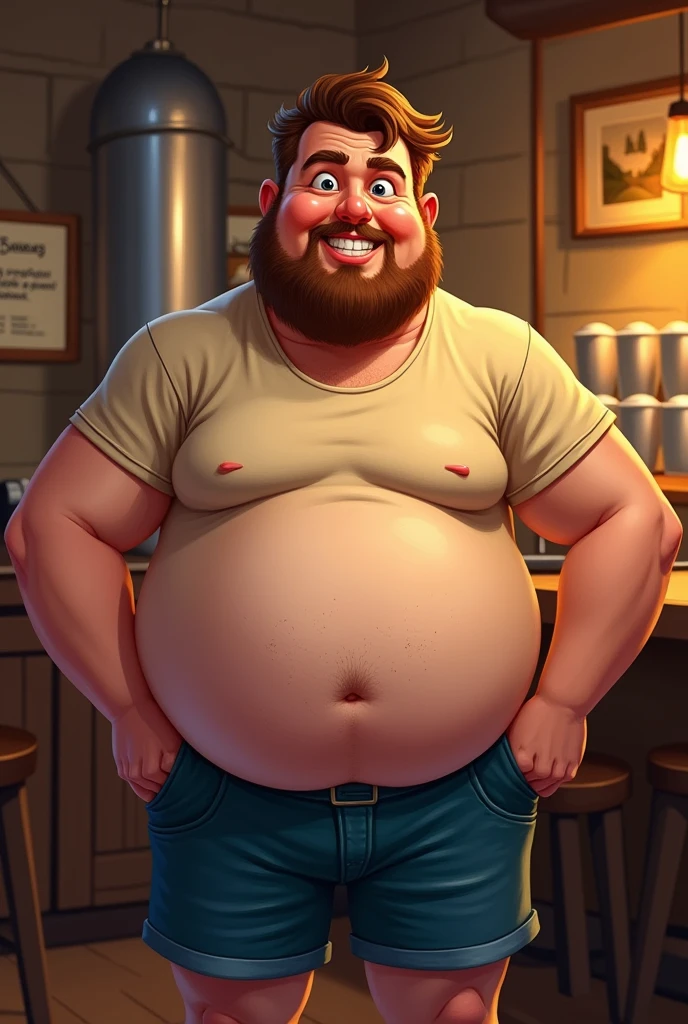 Create a caseoh, a fat, red-haired youtuber with a beard
His belly is expanding a lot