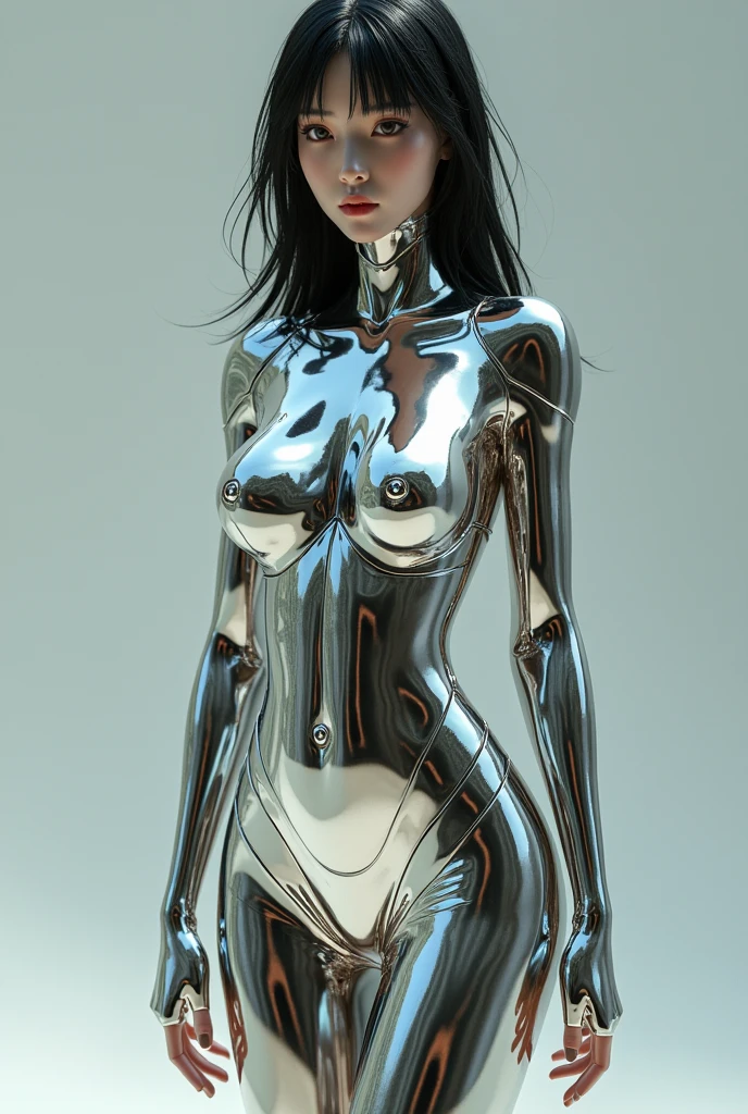 (masterpiece:1.2, Highest quality,Highest quality),(Very detailed:1.3),8k,wallpaper,(Best illustrations),(fantasy digital art:1.2),Physically Based Rendering,Ultra-fine painting,Narrow your focus,break(Middle-aged women),She's a liquid metal woman,(((Her body is liquid metal:1.6))),(Beautiful Face),(Beautiful Eyes),(perfectioneyes:1.6),(Glowing Skin:1.2),(Random Hairstyles),(Random hair color),break(A lewd liquid metal body with a clear view of the body shape:1.6),(Satanic attraction),(Big Breasts:1.3),(Sexy thighs:1.3),(Sensual),(Sensual),((front:1.6)),(((whole body:1.6))),(look at me),break(((hand,detailed,perfection,perfectionion,hand,Holographic))),(Detailed hand:1.6),(Beautiful female hand:1.6),(Portrait of the Goddess,Diffuse reflection of light)