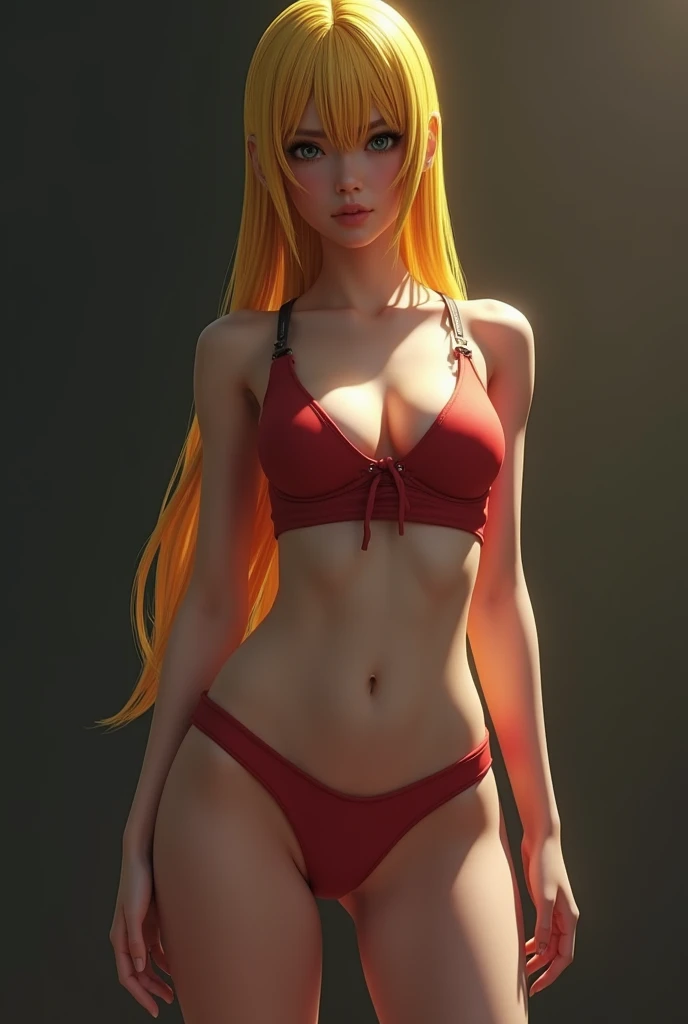 High image quality, 8K ultra high definition, super real, high details, like photo, blond Japanese beauty, soft braided blond hair, full body bikini, in science fiction city