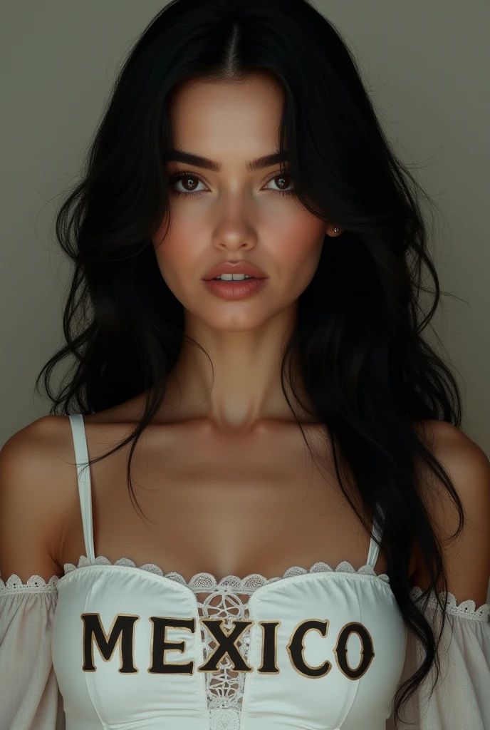 Cute model wearing white lingerie, seductive expression, black hair cascading down characteristically, 19 years old, innocent face, high-res, masterpiece, best quality, intricate details, highly detailed, sharp focus, detailed skin, realistic skin texture, texture, detailed eyes, professional, 4k, captivating gaze, filmed with Canon, 85 mm, shallow depth of field, Kodak Vision color, perfectly fitted lingerie, ultra-detailed, ultra-realistic, photorealistic, photography, 8k UHD, photography.