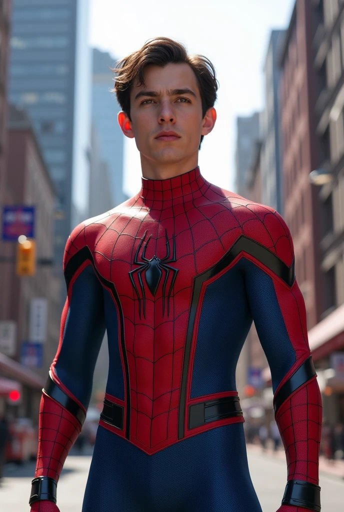 Brenton Thwaites as Spider-Man , realistic character style , realistic art , Spider-Man suit