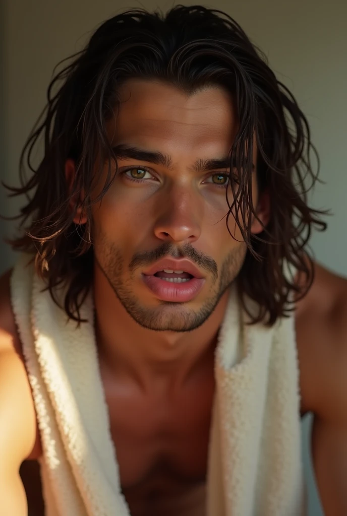 brown boy, skinny ,long hair , bikini, gay ,bed