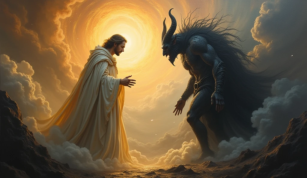 Jesus Christ vs. the Devil in an Epic Fight on the Clouds and Jesus Subdued the Devil