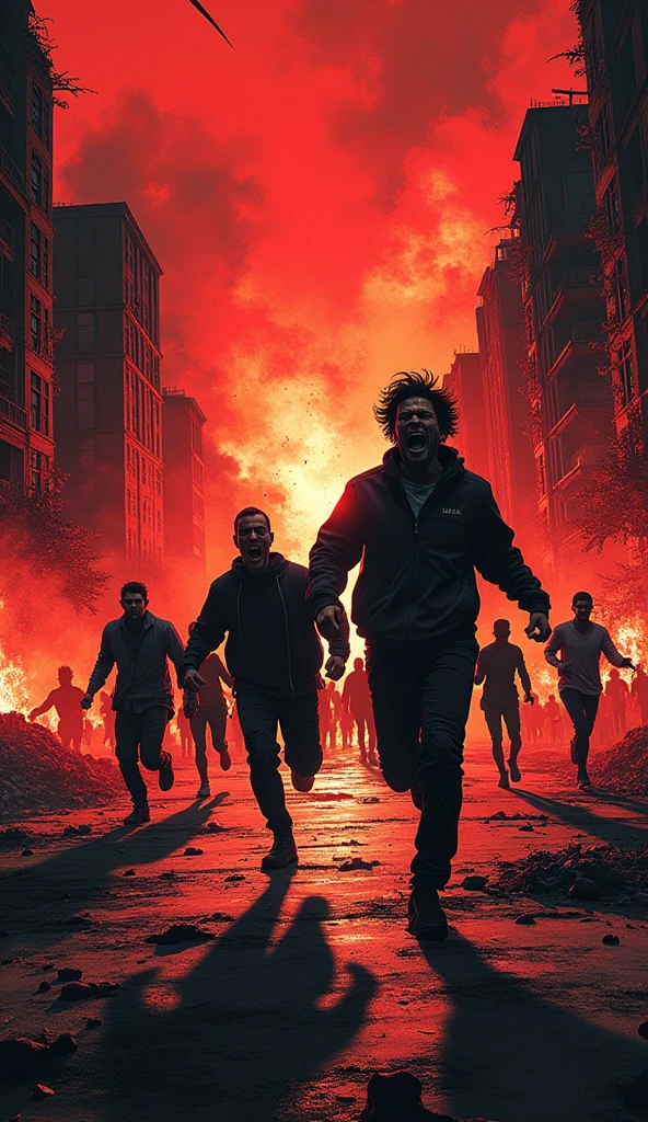 Zombies running after people, action, action movie, fast pase, zoom, running, 8K,Best quality, masterpiece, ultra high res, (photorealistic:1.4), raw photo, (Authentic skin texture:1.3), (film grain:1.3), beautiful detailed eyes and face,masterpiece, best quality, zombies, exposed ribs, dirty, decaying, fallen rotten skin, hollow deep sunken eye sockets, rips in skin, ripped skin, wet, moist, moist skin, running, people running, crying screaming, creepy, horror, horror movie, eerie, unsettling, night, nightmare, unnerving, night time, midnight, 8k resolution, high definition, defined faces, Ultra hdr rich tones, professional photograph resolution, titled, tilt shift, bloody,  blood