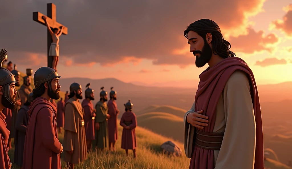 A woman in a reflective scene set in an ancient and serene environment, depicting a life before the arrival of Cain – a life full of hope and simplicity, where connection with God and creation was the core of existence. In the foreground, a thoughtful figure, surrounded by the natural beauty of his world, symbolizing a time of purity and divine connection. The atmosphere is peaceful, with soft light illuminating the scene, capturing the feeling of introspection and the perception of the importance of choices and their impact on the future. The backdrop shows a vast, untouched landscape, symbolizing the innocence and harmony that once existed, while the figure reflects on the lessons of the past and the ever-present pursuit of God's purpose in every moment of life.