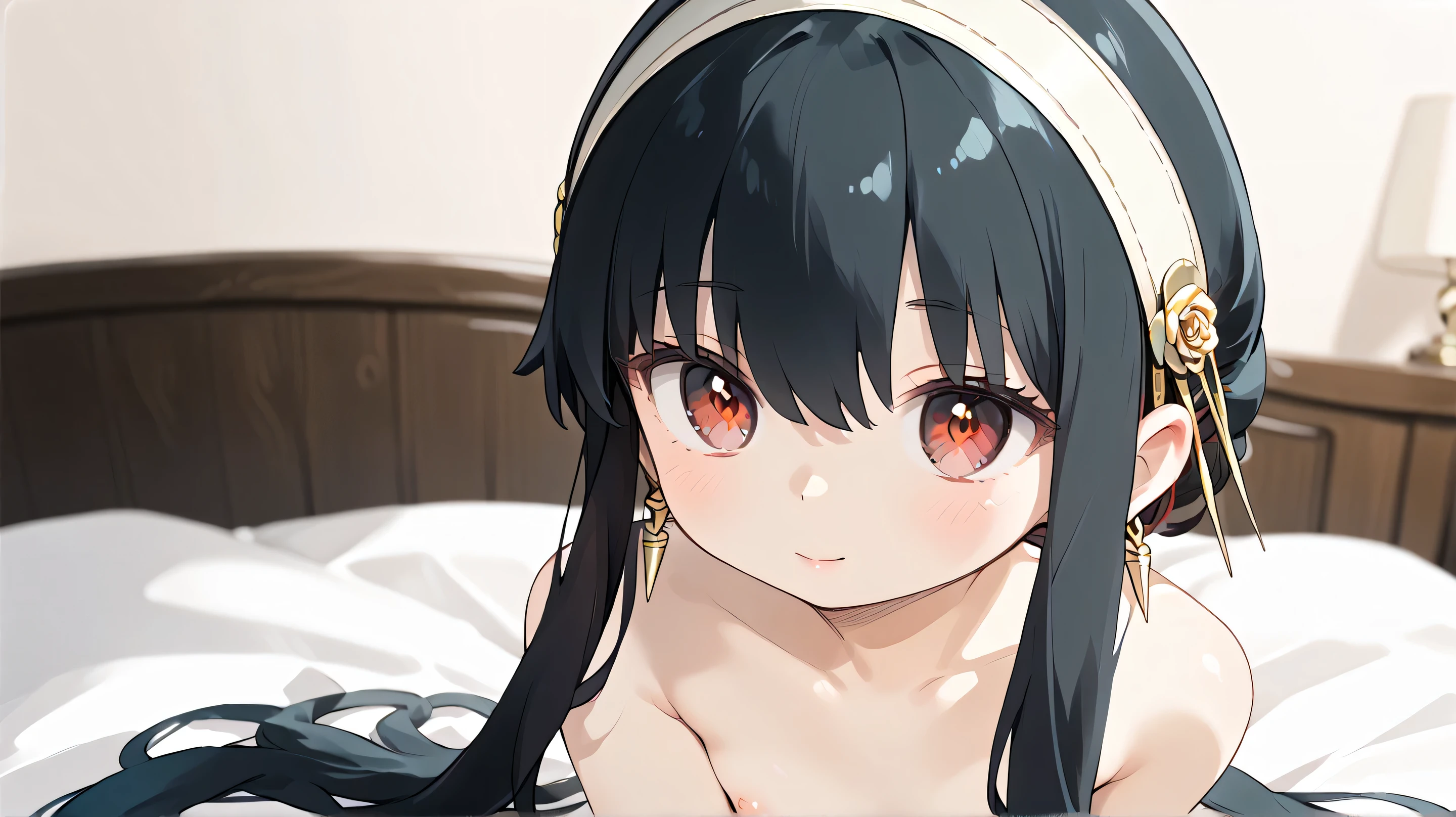 Anime Femboy, Fine skin, cute, Very detailed, 8k Very detailed face,  cowboy shot 
red_eye, black hair, hair_between_eye, 
((Femboy)), ((completely nude)), Pussy line,
otoko no ko, a feminine boy, Super long twin tails, hair ribbon