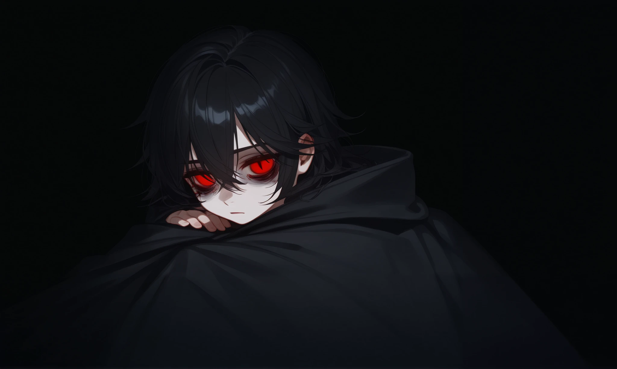 1 very dark guy, nineteen years old . solo. 1 dark guy , black shaggy hair , tattered hair falls on my eyes , ( black hair ), black disheveled hair with bangs on the eyes, long black bangs , ( His eyes are red ), red eyes are barely visible from behind the hair , грустный взглyad, ((shadows under the eyes, pronounced dark circles under the eyes , dark circles under the eyes from lack of sleep, spilled eyes , взглyad исподлобья, усталый взглyad)), black hooded cloak like a sorcerer , (( black robe )), the snake wrapped around the guy's body , a snake with dark green scales , , a clearly drawn detailed snake, background is black, also against the background of glowing green neon , yadовито-зелёные светящиеся пузыри, yad, Snake Charmer, повелитель yadа, black background , darkness, Blackness.
yad, всё покрыто yadом, парень повелевает yadом, парень управляет yadом, black background , darkness, darkness, One, 1 boyHigh definition , masterpiece fails , Accuracy, better quality, detail, high detail , quality, High quality , main detail , retina , ultra high definition