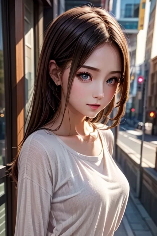 face focus, Portrait, best quality, super fine, 16k, beautiful cute woman, captivating look, aroused expression, background simple with warm atmosphere
