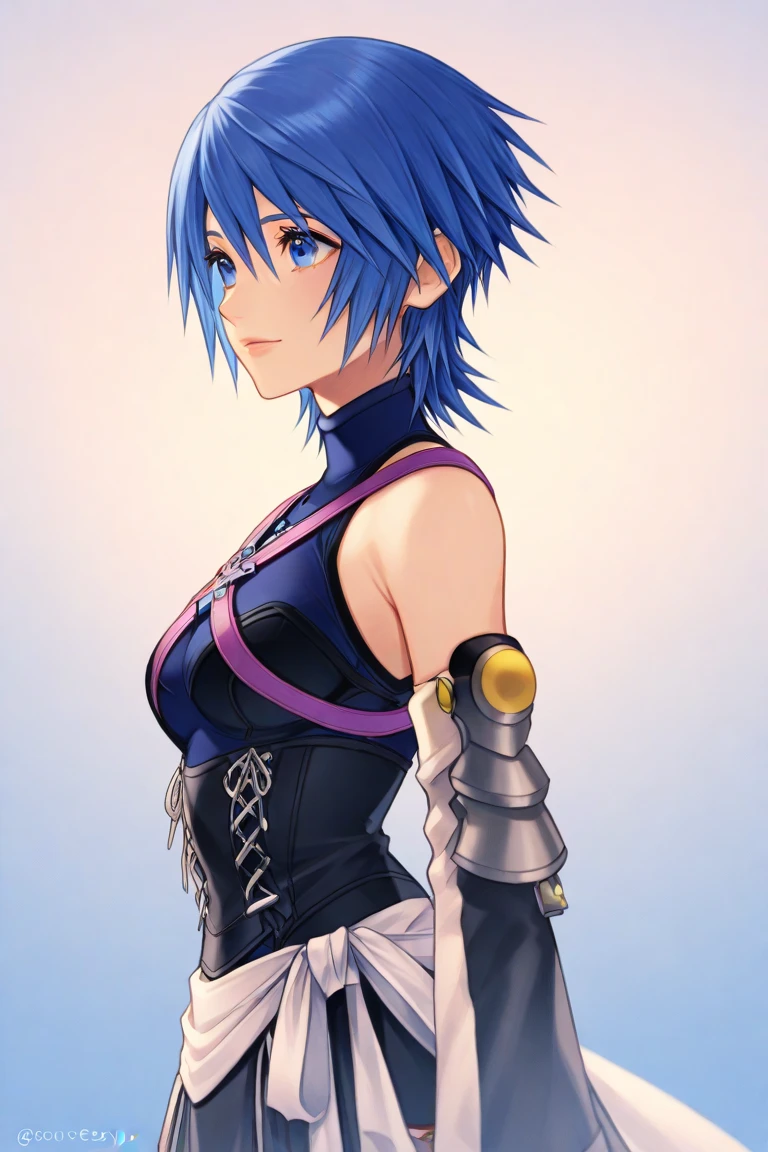  Kingdom Hearts、(((Aqua)))、 from the side 1 girl 、((Blue Hair))、 short hair 