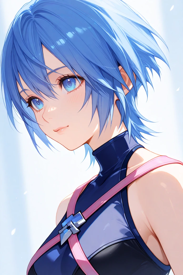  Kingdom Hearts、(((Aqua)))、 from the side 1 girl 、((Blue Hair))、 short hair 