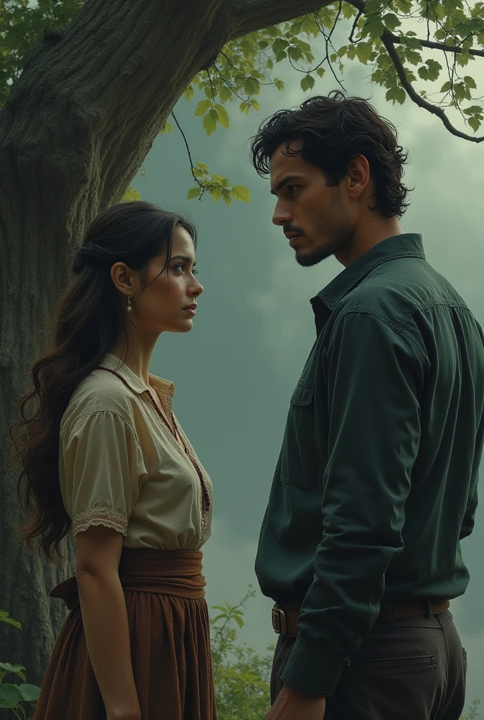 Pureza y romance, bosque, pareja, medieval times. Faded colors, warm tones, textura granulada, enfoque suave, destellos de lente, viñeteado, tonos tierra, azules y verdes apagados, alto contraste, sombras desaturadas, tintes marrones rojizos, acabado mate, textura rugosa del papel, efectos de flash manual, natural lighting, Chromatic aberrations, faded lights, subtonos sepia, cambios de color hacia amarillos y naranjas, uneven exposure, scratches on the film, fugas de luz, imperfecciones el cuarto oscuro