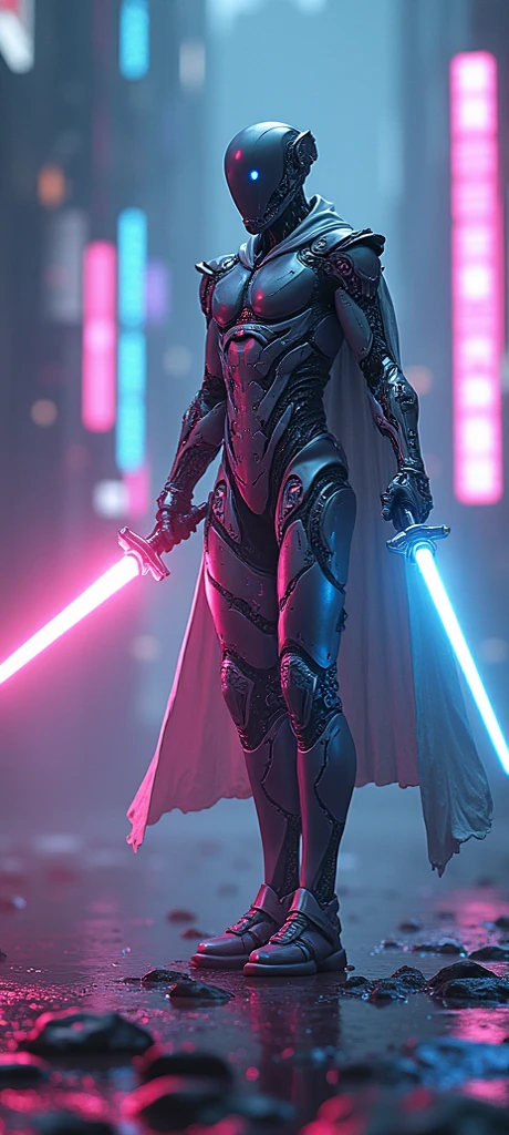 score_9, score_8_up, score_7_up, score_6_up, 2d, rating_questionable, rating_safe, BREAK (((hera syndulla ))), helmet with red visor, star wars, armor,black gloves,tight bodysuit,black cape,black pants, close up, solo, standing, front view, medium breasts, wide hips, holding lightsaber, double edged, action pose, red blade, indoors, sith base, science fiction,
