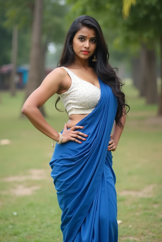Tamil girl, 20 year old, (ultra detailed:1.6 face, eyes, nose, ears, lips, curves, skin, body parts), (eyes symmetry, face symmetry, round deep navel), (wearing:1.6 embroidered blue sleevless choli, embroidered blue toe length skirt), walking in the beach, look at viewer, UHD, 64K, masterpiece, high quality, (((full body shot from bottom)))