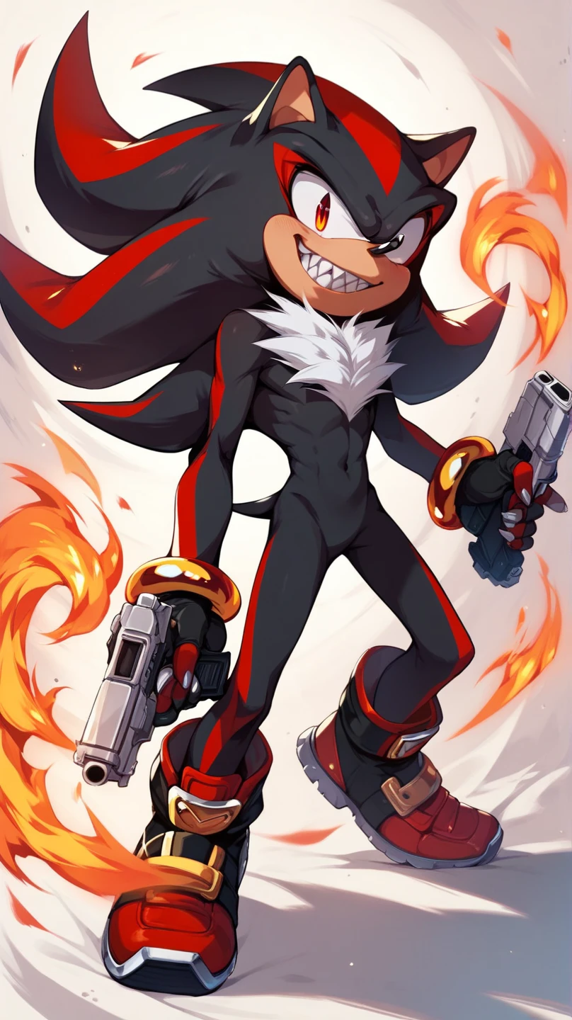no humans, ShadowtheEdgehog, 1boy, solo, black fur, red fur, furry male, furry mouth, animal ears, red eyes, white gloves, white shoes, penis, standing, peeing