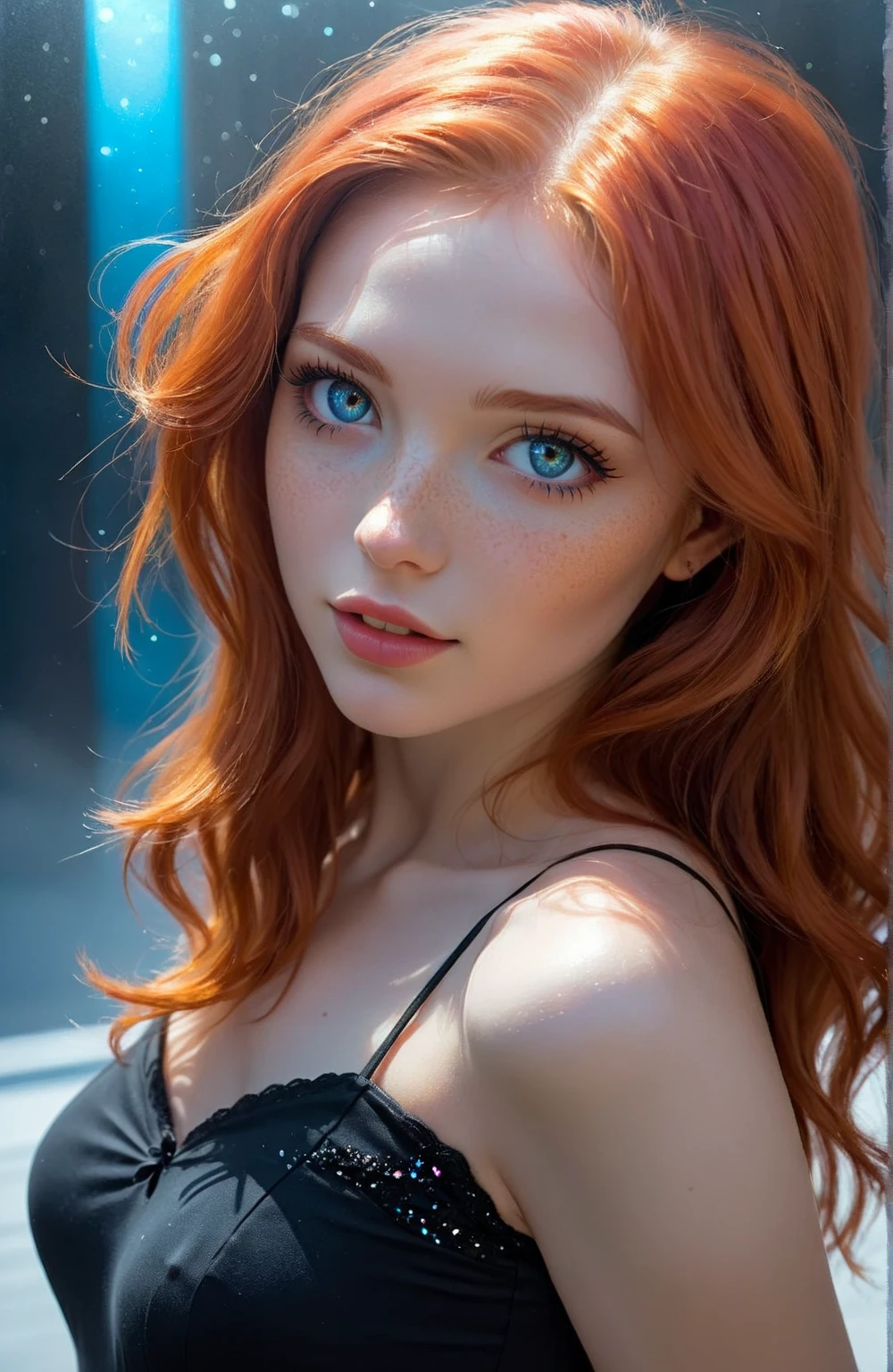 telegenic 20 years old young woman, by Posuka Demizu and Peter Wileman, sparkling eyes, blush, redhead,