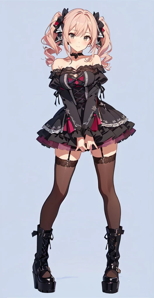  close-up of a person wearing a dress and boots, Full body anime illustration,   anime girl wearing maid costume from Azur Lane video game ,  cute anime waifu is wearing a nice dress,  gothic maid style anime girl ,   maid clothes , Anime female full body art,  anime girl in a black dress ,  Female Anime Character ,  seductive anime girl with cleavage in her crotch,  Kshart Krentzky Art Feminine ,  I began to feel  