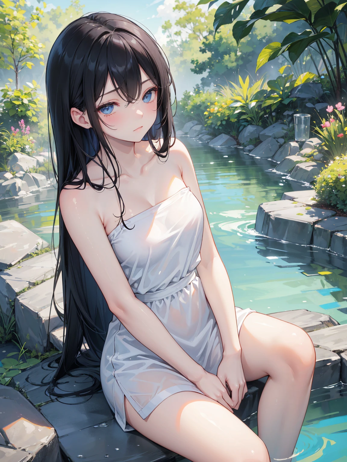 absurd , high resolution, Super detailed, (8 year old girl:1.3), Large Breasts，Happy, rest, Sundress, Ink cap, mary jane shoes, rest, Rich gradients, extreme colors, Extreme details, Clear light perception, rest, (many, Impressionism, ), Anime Characters, rest, The opening of your legs,Fluid between thighs、Flowing liquid，touch、disheveled、Comfortable to wear,Chest contour、(((Wet clothes))),Pipe top，(((Ultra-thin clothing))),(Body model),((Body outline)),Grin, blush,Overactive Expression,