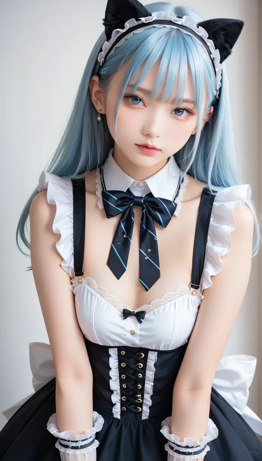 ((Girl lying on bed))、beauty、 one person's、alone、Long Hair、Audience、hair ornaments、、gem、Gray Hair、shut up、Blunt bangani cure、bracelet、lips、Grey Eyes、Portraiture、Red nails、close、赤いlips、Put your hands on your face、Put your hand on your cheek、()、(Glowing Skin)、((Outside the window, a skyscraper is hazy)),(Sleep with your legs slightly spread apart),((White panties are visible)),
Realistic, High resolution, Soft Light,1 Female, alone, (Detailed face),(Female student), jewelry,((Hair with blue mesh))、((TranslucentWet、White blouse、Loose red bow tie、Check skirt))、style,(Medium sized breasts), Long Hair、((ponytail))、((Lift-up skirt))、((mix4))、((Colorful colored hair)),((Underwear is visible)),((She's wet)),,(smile),