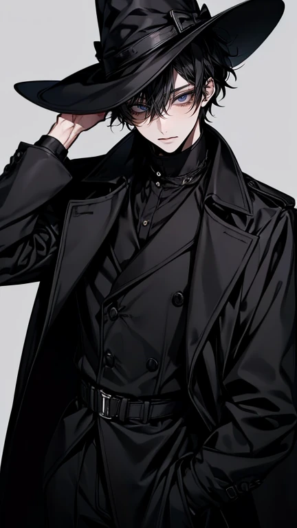 Close-up of a person wearing a black jacket and black shirt., Inspired by Okumura Masanobu, Kentaro Miura manga art style, Detailed anime character art, Realistic anime style, Kentaro Miura's manga style, Handsome boy anime, Anime image of a handsome man, Realistic anime style, anime style men, kentaro miura art , blue eyes , 30 year old man