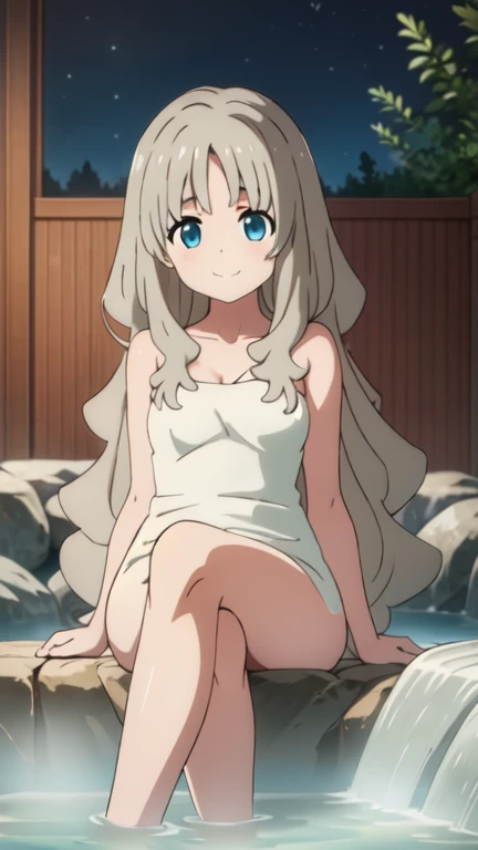 Masterpiece, best quality, very aesthetic, absurdres, create an image of a female anime characters the heroine, with white long hair, wearing white bikini. and another female anime characters the deman lord, with red short hair, wearing red bikini, both of them take a dip on onsen. all depicted in anime comedy shounen art style. shounen anime digital art, expressive shounen anime art, dynamic composition, anime style, highly detailed,
