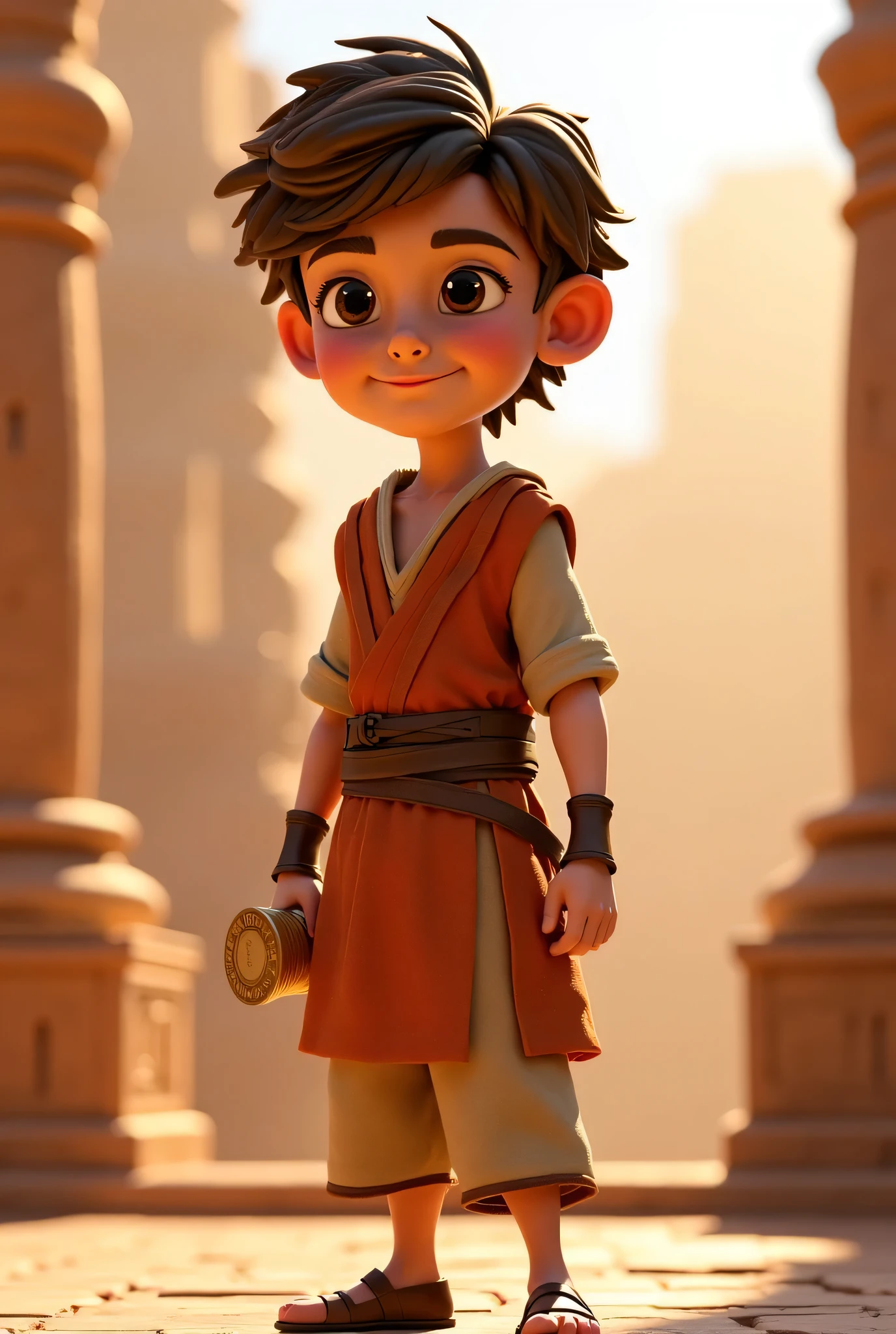 A 10-year-old metal boy dances on an ancient city wall --auto --s2