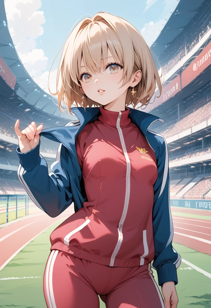 masterpiece, best quality, score_9, score_8_up, source_anime, girl, (ite), track suit,