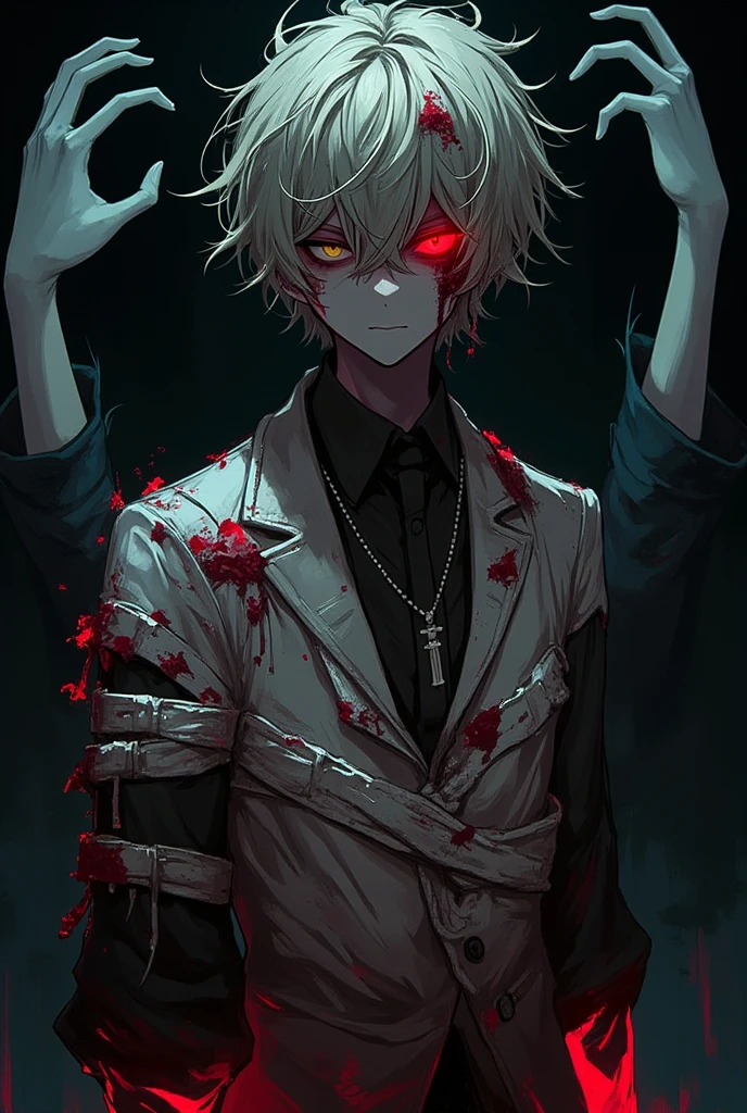 <lora:Eclipse_Faces:1>, eclipsefaces, 1boy, solo, male focus, dim, backlighting, green hair, hoodie, open eyes, finger on a lip, blood on hand, score_9, score_8_up, score_7_up, score_6_up,