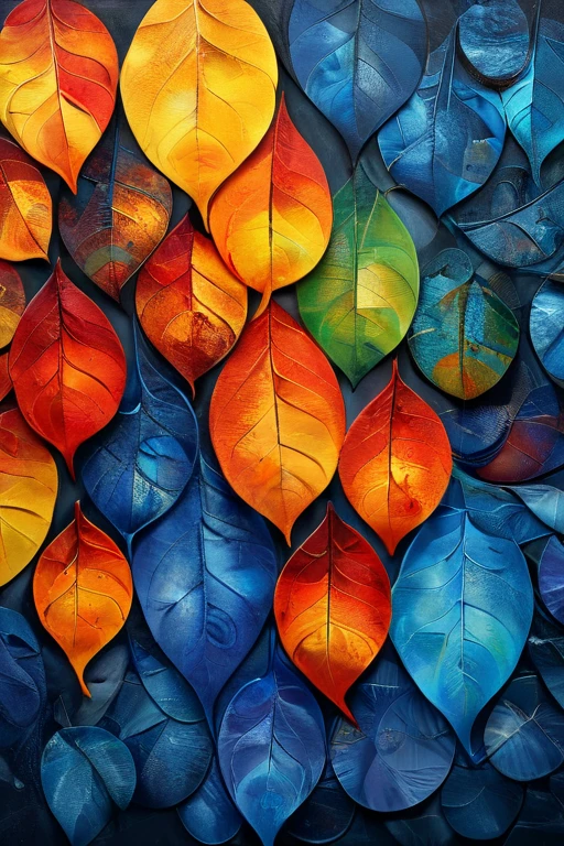 Artme,colorful leaf,, (masterpiece, best quality, high quality, highres, ultra-detailed),