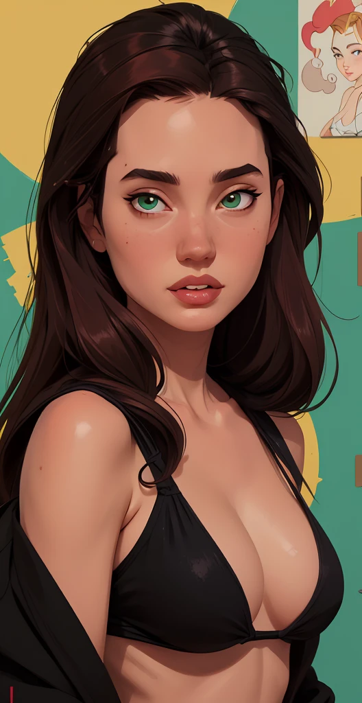 uma mulher com longos cabelos pretos e camisa azul com uma estrela no peito, linda arte digital, beautiful digital illustration, Arte digital realista em 4K, Arte digital realista em 4K, linda pintura digital, linda pintura digital, stunning digital illustration, Alena Aenami e Artgerm, belo retrato detalhado, linda pintura de personagem, pintura real de personagens altamente detalhado, arte digital detalhada fofa, Fan art horror character design portrait, beautiful curly black hair digital illustration high quality portrait, arte em quadrinhos, retrato do design do personagem, Naked busty woman with medium breasts cartoon style female character Geena Davis mercenary warrior Female character Queen Anna of Arendelle with battle scars Cartoon image of a woman .Ilustra??o estilo desenho animado, estilo de arte dos desenhos animados, estilo de arte dos desenhos animados, digital illustration style, design de personagens altamente detalhado, arte digital detalhada coragem, Forest Fan Art, Design de personagens de retrato, beautiful digital illustration, retrato de alta qualidade, Arte em quadrinhos, mulher jovem cabelo com transas lindas . Queen Anna of ArendelleBeautiful lined eyes Medium large bust and wonderful sexy clothes. sunrise bright wish image expression,Star, heart, Spectral rainbow, Fundo, cabelo chique lavanda branco menta, macio, Idiomas mistos_SMS, (Fundo bonito e claro:1.2),, Pintura de fantasia , Olho de renda com alto detalhe, long braids, braid, universo, Galaxy, cabelo longo, penteado legal, o fluxo, como, como, cabelo super fino, melhor qualidade, alta qualidade, high resolution, Aprimoramento de detalhes, ((a imagem mais linda in the world)), Obra de arte, melhor qualidade, alta qualidadeAprimoramento de detalhes, ((a imagem mais linda ), cabelo brilhante, Estampas de vestidos super chiques, Flores stamp, Mesh pantyhose,, waist-to-head illustration, Rainha 