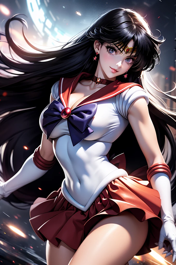 masutepiece, full: 1.5, to stand, 8K, 。.。.。.。.。.。.。.。.。.3D, Realistic, Ultramicrograph, of the highest quality, Super Detail CG Unity 8k wallpaper, Intricate details, (1 woman), 18 years old, Shiny Crimson Front Mini Skirt: 1.4,Show panties?show ass?(SAMA1, head gear, Sailor Senshi Uniform, White Gloves, Red sailor color, Red skirt, Show panties,Sailor Senshi Uniform: 1.2,Sailor Mars: 1.2, Meshhonf), incredibly straight purple-black hair: 1.2, Beautiful straight long hair shiny: 1.2, Sailor Senshi Uniform, Show panties,((The purple bow in the center of the chest is very large: 1.4, Gold headdress on forehead: 1.5, Wear red gloves on your elbows: 1.1, Shiny Crimson,Paired with luxurious gold accents: Enamel Long Knee High Boots: 1.3, saturated crimson red collar,, Saturated crimson sailor color, White latex long gloves,Decorated in luxurious gold color: 1.3, There is a very large red ribbon behind the waist: 1.1, red necklace, Look sexy and bold, Red Star Earrings)), Sumima
Very long hair, Parted bangs,(Seductive smile, Very Clean Face, Face Details: 1.5, Bright purple eyes, Beautiful face, Beautiful eyes, shiny eyes, thin lips: 1.3, Thin, sharp, pale eyebrows, long dark eyelashes, Double eyelashes), Fine Gold Jewelry, Huge white wings, lean and muscular, Muscle abs, a small face, Huge breasts, Perfect proportions, thin waist, SEXY Model Pose, Visible Pore, Perfect hands: 1.5, (Very thin,Suitable for high gloss white holographic leather), Bold sexy slender legs swimsuit, Skinny dress red swimsuit,Show panties,Fighting stance, Octane Rendering, highly dramatic picture, Intense natural light, Sunlight, exquisite lighting and shadow, Dynamic Angle, Digital SLR, Sharp Focus: 1.0, Maximum clarity and sharpness, (Background of the burning space, Dynamic flame on background, Burning person々: 1.2, Fireball, spark of light, Dynamic Flame, burning hair, Dynamic Frames, God of War, Moonlight, Moon, dynamic background, detailedbackground),Sat down, Opening legs, pantiess, white