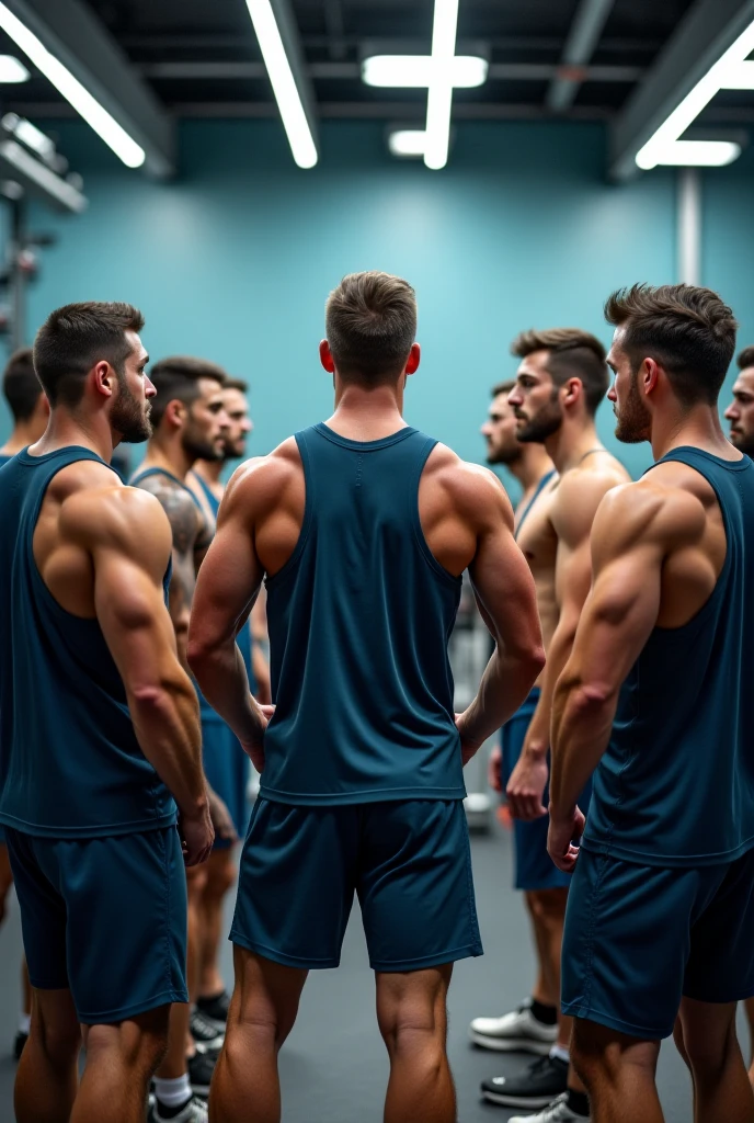 gym Bro men in long white sport socks without shoes on, realistic art