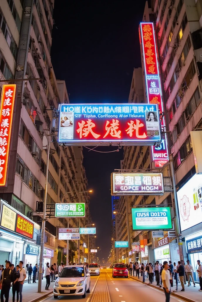 Pixel characters, Lighting show in hong kong night, view from hongkong street, one girl visit in honghong